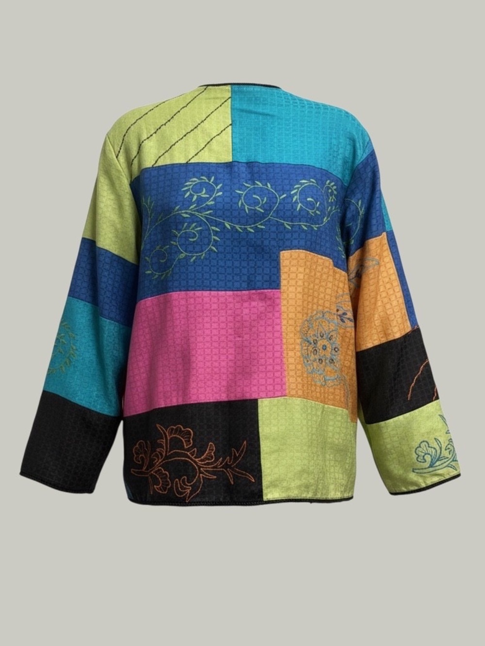 Maggie Barnes Patchwork Embroidered Jacket Boho Art Wear Toggle Buttons NWT 1X - Picture 7 of 15